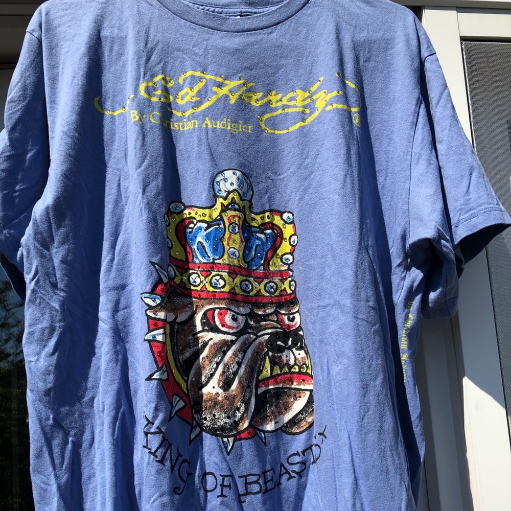 Vintage Ed Hardy King Bull Dog with Rhinestones